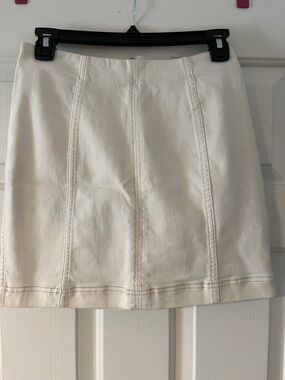 Free People Cream Mini Skirt with Panel Stitching